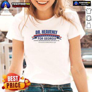 Official Dr. Heavenly for Georgia State Representative District 93 ladies tee featuring campaign logo and vibrant design.