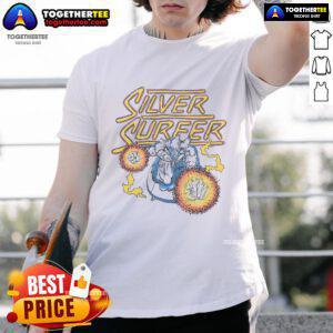 Official Fantastic Four Silver Surfer T-Shirt featuring vibrant artwork of Silver Surfer in action, perfect for fans.