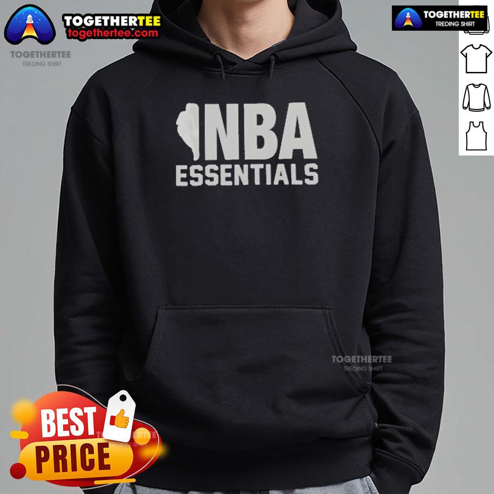 Alt Text: Official Fear of God Essentials NBA Logo Hoodie in black, featuring a stylish design and comfortable fit for fans.