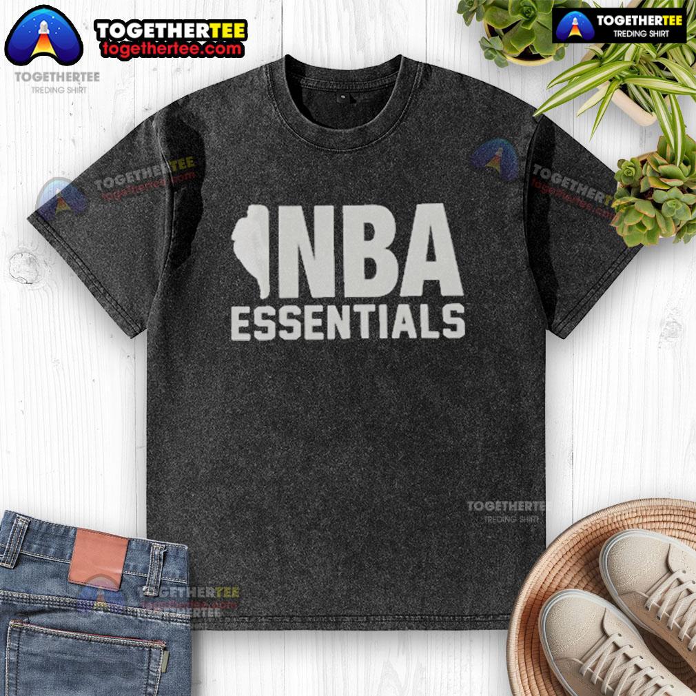 Official Fear of God Essentials NBA Logo Washed T-Shirt in black, featuring a stylish logo and relaxed fit for casual wear.