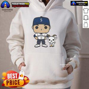 Alt Text: Official GOATed Ichiro and Junior Seattle Mariners hoodie featuring iconic players in stylish design.