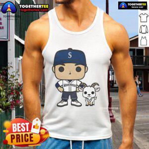 Alt Text: Official GOATed Ichiro and Junior tank top featuring Seattle Mariners logo, perfect for fans of baseball legends.