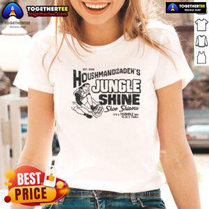 Alt Text: Official Houshmandzadehs Jungle Shine Shoe Shiners Est 2005 Ladies Tee featuring vibrant graphic design.