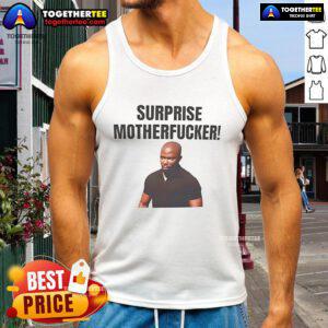 Official James Doakes Surprise Motherfucker tank top featuring bold text and stylish design for Dexter fans.