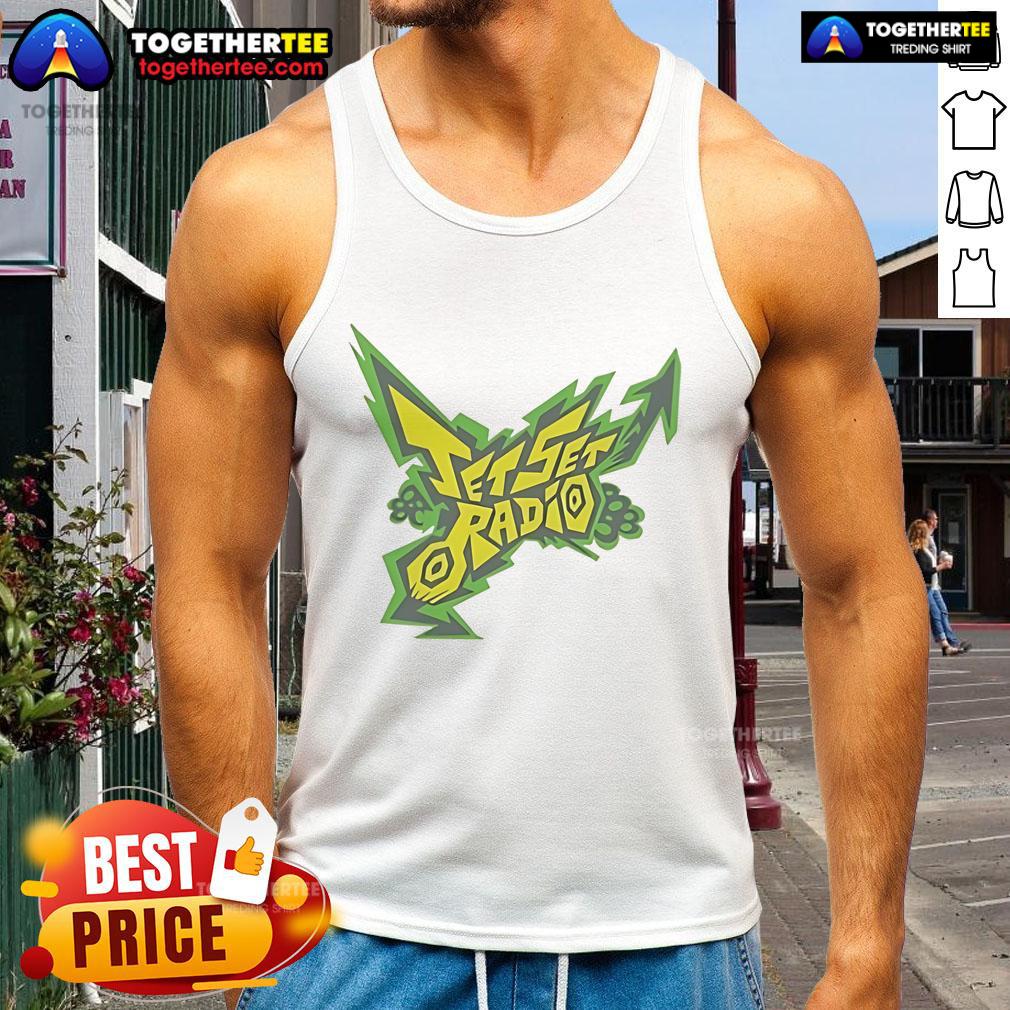 Official Jet Set logo tank top featuring a stylish design, perfect for casual wear and travel enthusiasts.