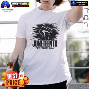 Official Juneteenth Freedom Day Fist T-Shirt featuring a bold fist graphic symbolizing freedom and unity.