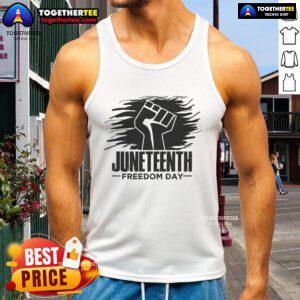 Official Juneteenth Freedom Day Fist Tank Top featuring a bold design symbolizing unity and empowerment for Juneteenth.