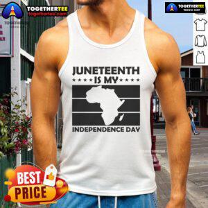 Alt Text: Official Juneteenth Is My Independence Day Tank Top featuring vibrant colors and bold text design for celebration.