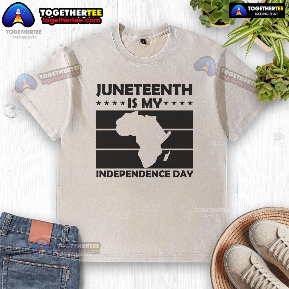 Official Juneteenth Is My Independence Day washed t-shirt featuring a bold graphic design, perfect for celebrating freedom.