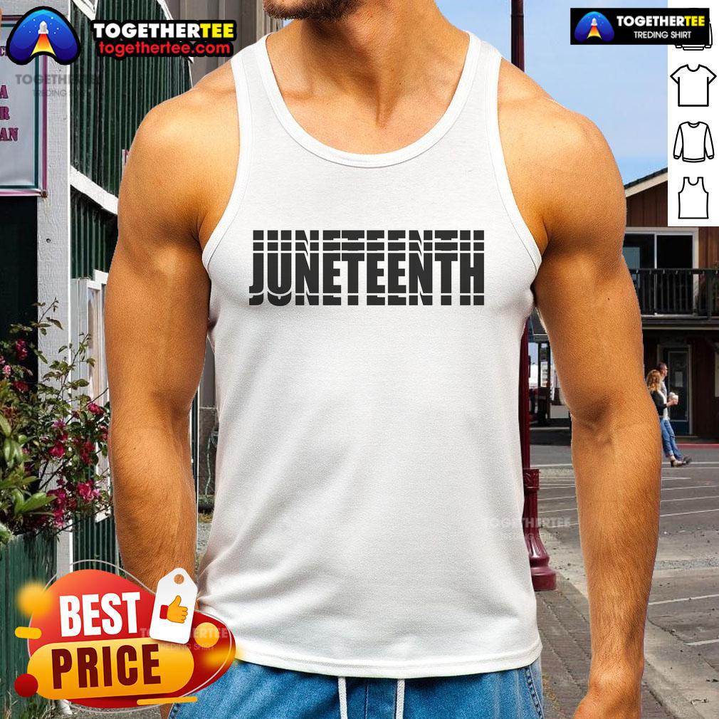 Official Juneteenth Repeated Tank Top featuring vibrant colors and celebratory designs, perfect for Juneteenth festivities.