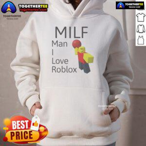 Official MILF Man I Love Roblox Hoodie featuring vibrant graphics and a comfortable fit, perfect for Roblox fans.