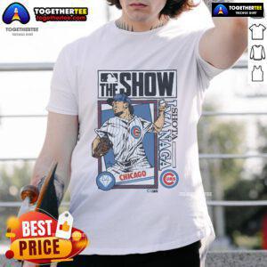 Official MLB The Show Cubs Shota Imanaga T-Shirt featuring vibrant graphics and team colors for baseball fans.