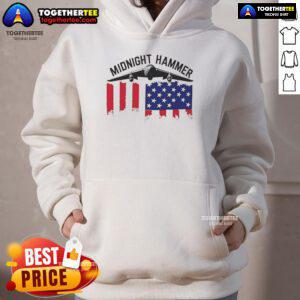 Official Midnight Hammer USA Flag Hoodie showcasing a stylish design with the American flag, perfect for casual wear.