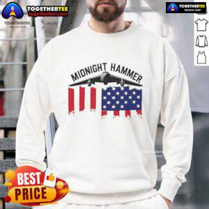 Official Midnight Hammer USA Flag Sweatshirt featuring a bold American flag design and comfortable fit for everyday wear.