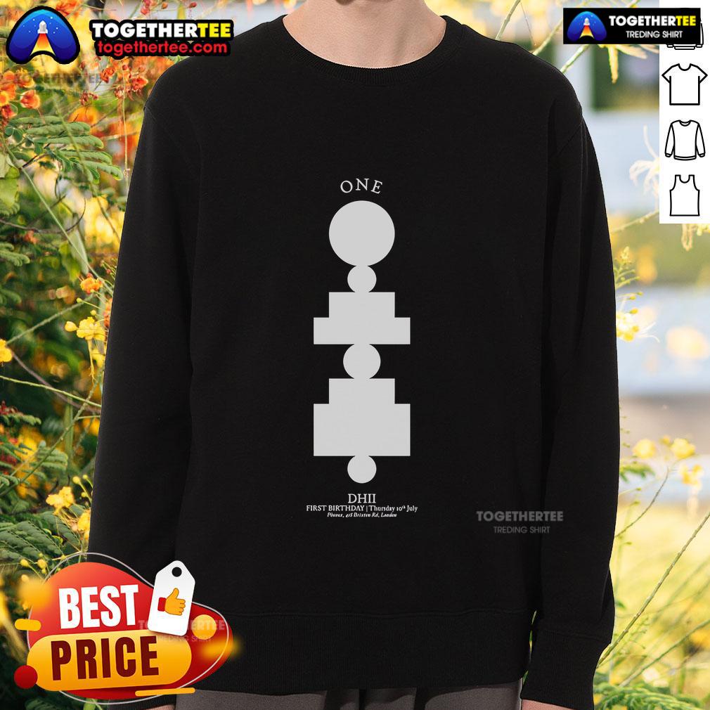 Official One Dh2 1st Birthday Sweatshirt featuring festive design for celebrating a child's first birthday.