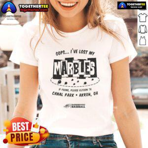 Official Rubberducks Baseball 'Oops I've Lost My Marbles' ladies tee featuring a fun design for fans and casual wear.