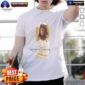 Official Shania Twain Up Celebration T-Shirt featuring vibrant design and iconic logo, perfect for fans and collectors.