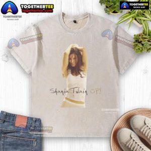 Official Shania Twain Up Celebration Washed T-Shirt in vintage style, perfect for fans and casual wear.