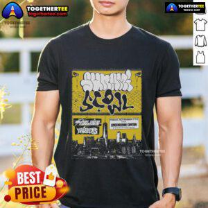 Official Sunami Scowl Queens New York November 7 2025 poster t-shirt featuring vibrant graphics and event details.