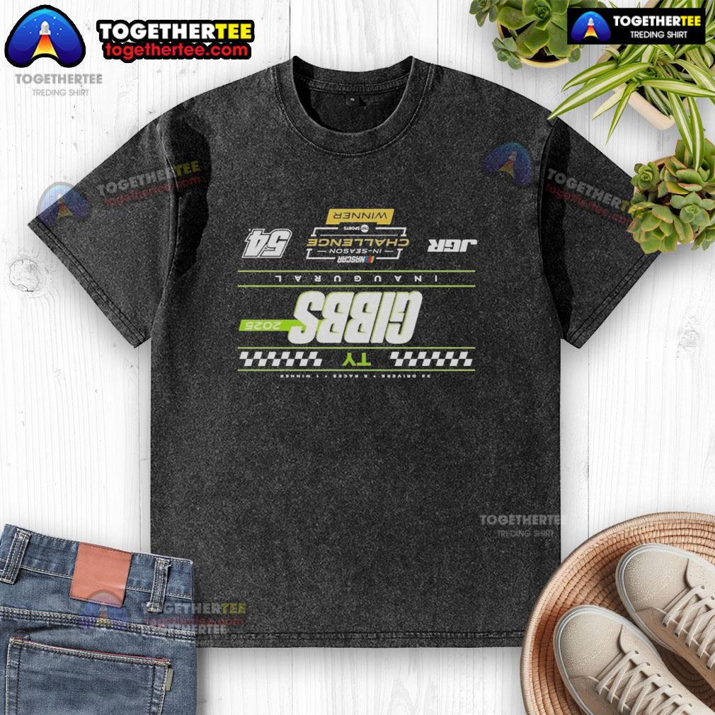 Alt Text: Official TY Gibbs Checkered 2025 NASCAR Cup Series In-Season Challenge Winner Washed T-Shirt on display.