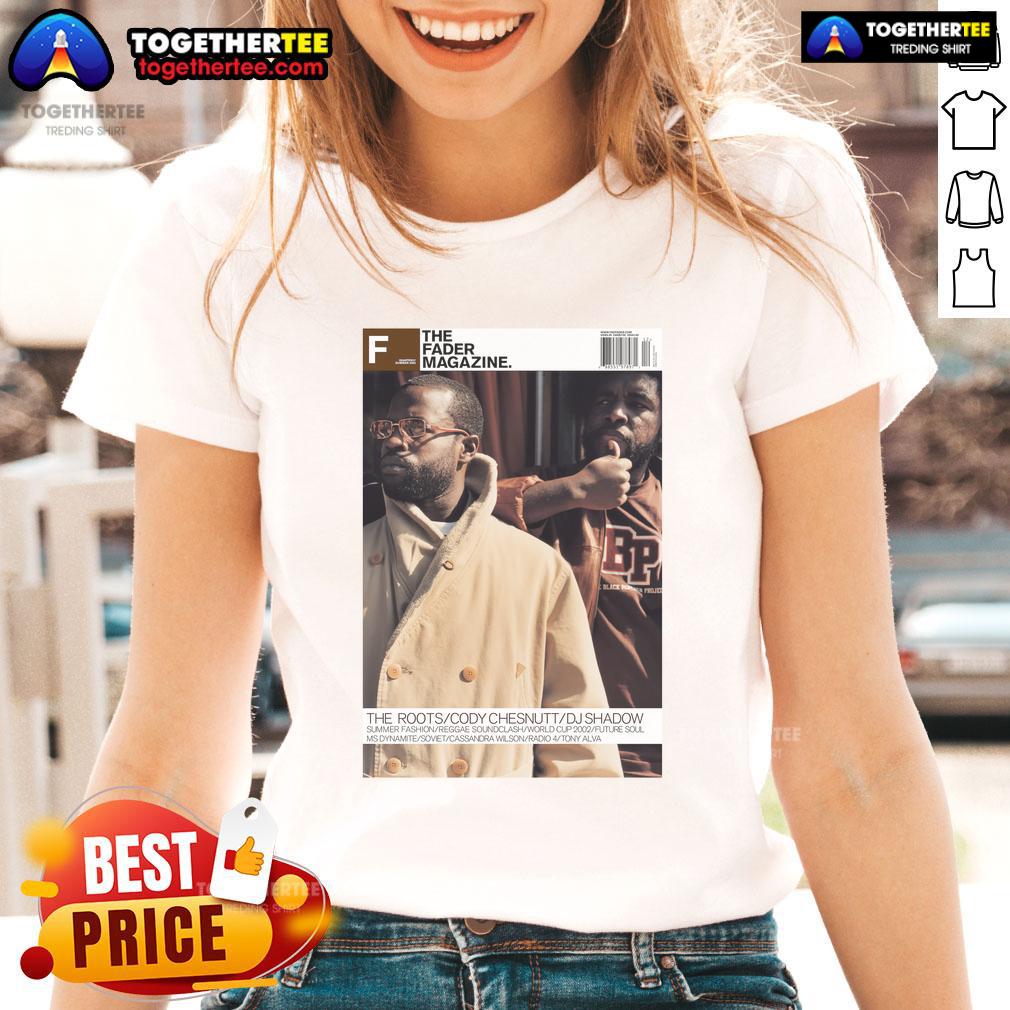 Official The Roots Cody Chesnutt DJ Shadow Fader Ladies Tee showcasing vibrant design and stylish fit for music lovers.