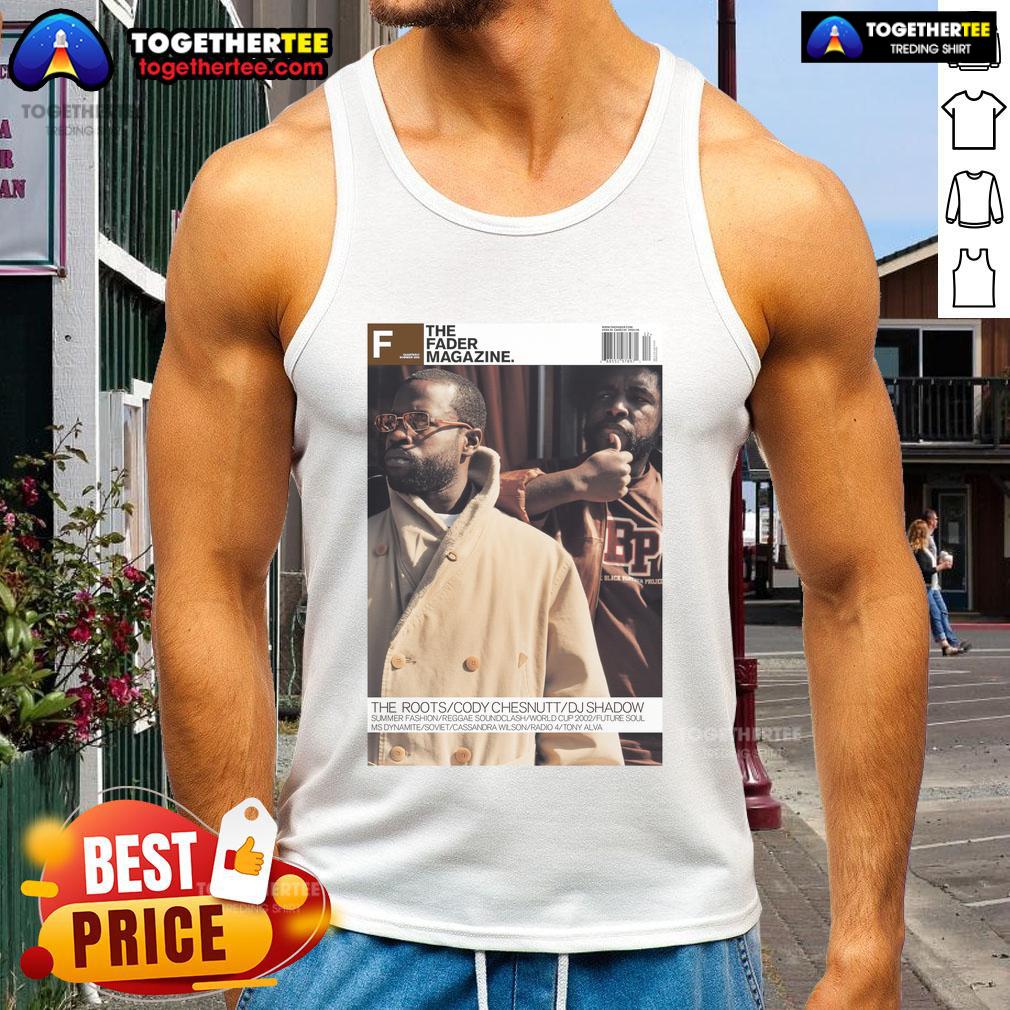 Official The Roots Cody Chesnutt DJ Shadow Fader Tank Top featuring vibrant graphic design and comfortable fit.