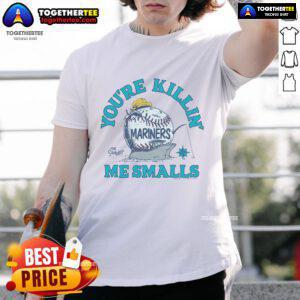 Alt Text: Official The Sandlot X Seattle Mariners You're Killin' Me Smalls T-Shirt featuring classic movie graphics and team logo.