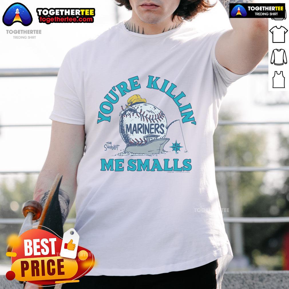 Alt Text: Official The Sandlot X Seattle Mariners You're Killin' Me Smalls T-Shirt featuring classic movie graphics and team logo.