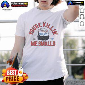 Alt Text: Official The Sandlot X Toronto Blue Jays 'You're Killin' Me Smalls' T-Shirt featuring classic movie design.
