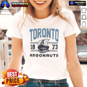 Official Toronto Argonauts 1873 logo on a ladies tee, showcasing team pride and vintage sports style.
