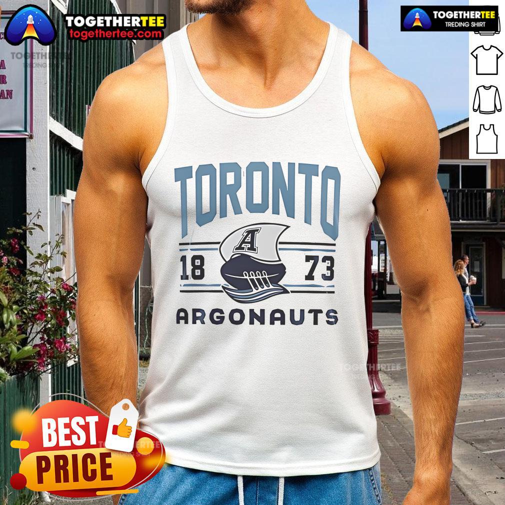 Official Toronto Argonauts 1873 logo tank top featuring vintage design and team colors for fans of Canadian football.