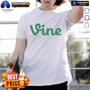 Official Vine Logo T-Shirt featuring the iconic green Vine logo on a stylish black background for trendy casual wear.