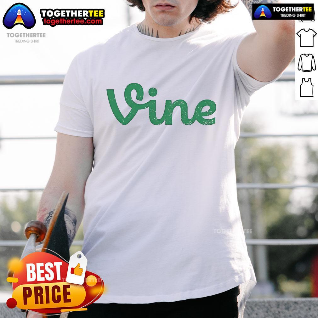 Official Vine Logo T-Shirt featuring the iconic green Vine logo on a stylish black background for trendy casual wear.