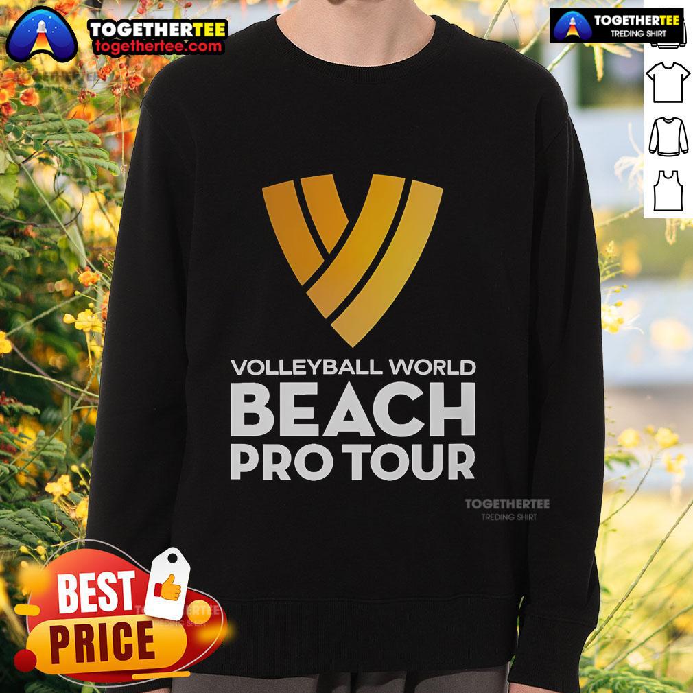 Official Volleyball World Beach Pro Tour sweatshirt featuring vibrant design and logo for beach volleyball fans.