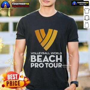 Official Volleyball World Beach Pro Tour T-Shirt featuring vibrant graphics and a comfortable fit for beach sports enthusiasts.