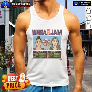 Alt Text: Official WNBA Jam Sparks tank top featuring players Plum and Brink, perfect for fans and athletes alike.