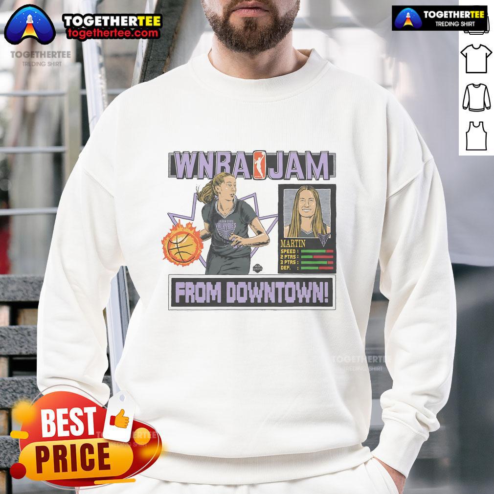 Alt Text: Official WNBA Jam Valkyries Kate Martin Sweatshirt featuring team logo and stylish design for fans and players.