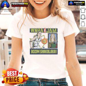 Official WNBA Jam Wings Paige Bueckers ladies tee featuring vibrant design and comfortable fit for fans and athletes.