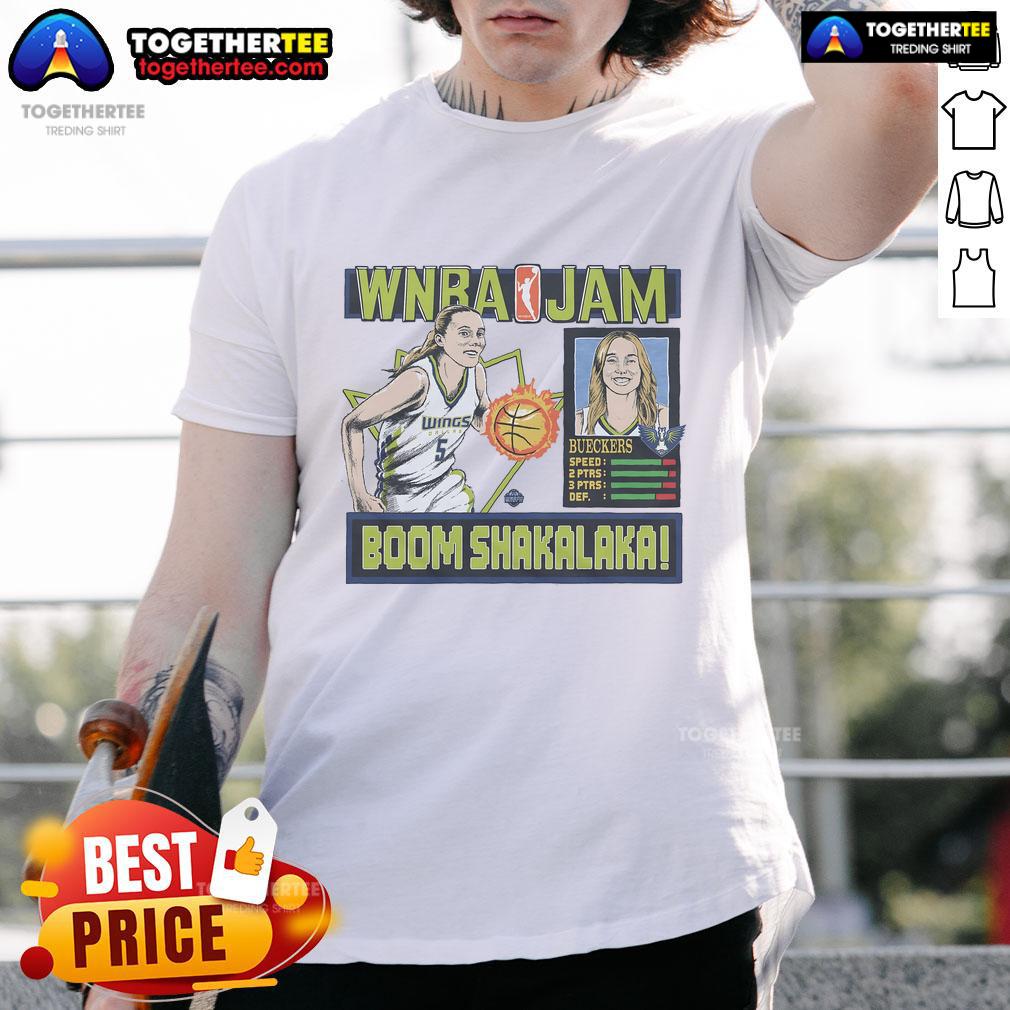 Official WNBA Jam Wings Paige Bueckers T-Shirt featuring vibrant graphics and a stylish design for basketball fans.