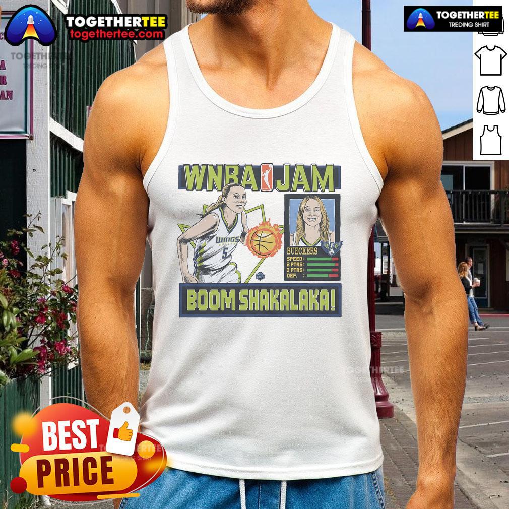 Official WNBA Jam Wings Paige Bueckers tank top featuring vibrant design and team colors for fans of women's basketball.