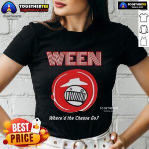 Official Ween Pizza Hut 'Where'd the Cheese Go' ladies tee featuring playful graphic design and vibrant colors.