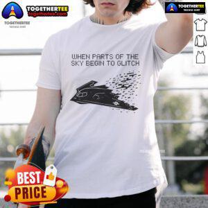 Official When Parts Of The Sky Begin To Glitch T-Shirt featuring a unique glitch art design in vibrant colors.
