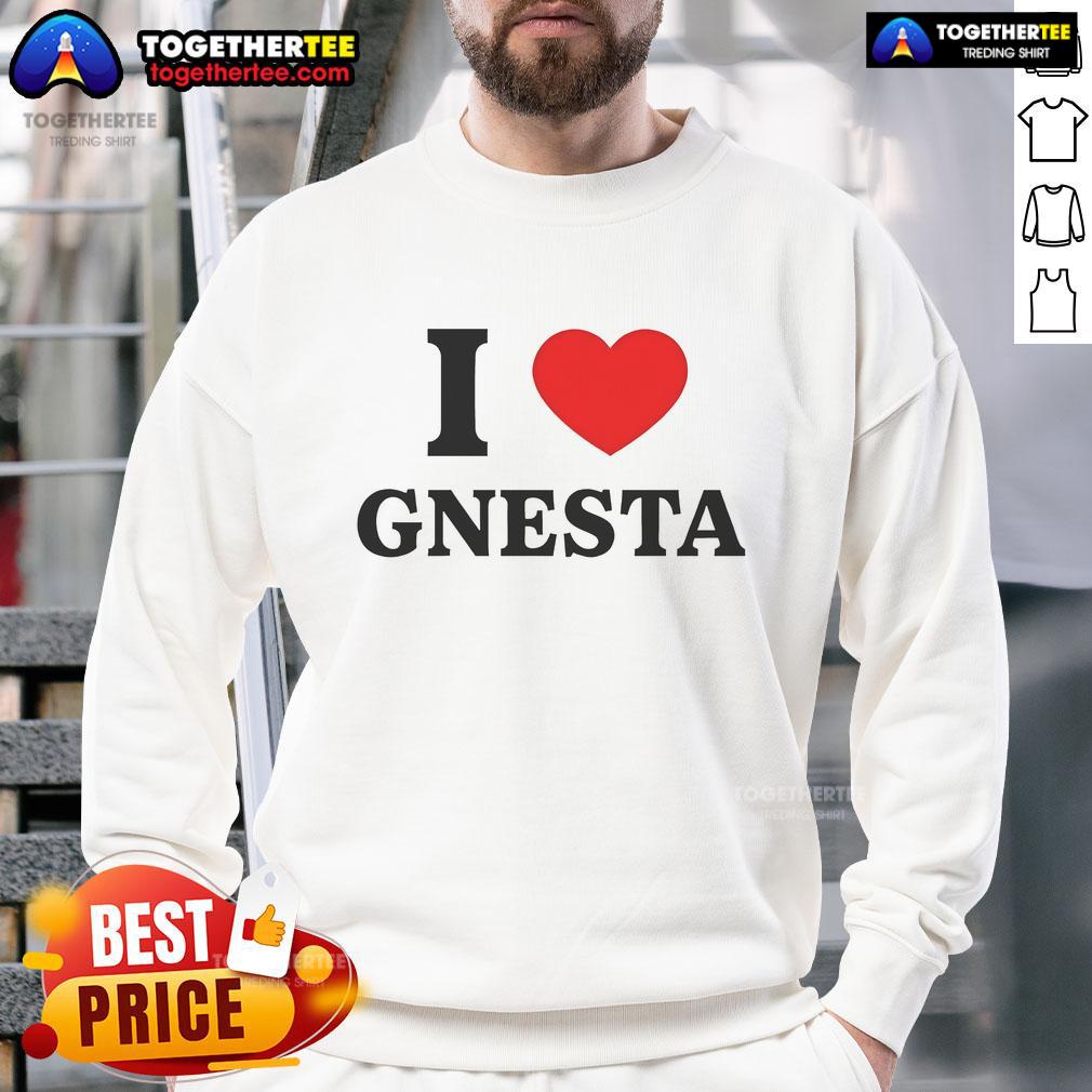 Alt Text: Official Will Ferrell I Love Gnesta Sweatshirt in vibrant colors, featuring a stylish design perfect for fans.