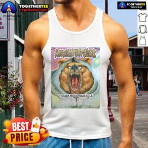 Alt Text: Official Siberian Meat Grinder Thrash Metal Bear Cult Tour 2025 dates on Tsar tank top design