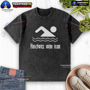 Original Auschwitz Swim Team washed t-shirt featuring vintage design and soft fabric for casual wear.