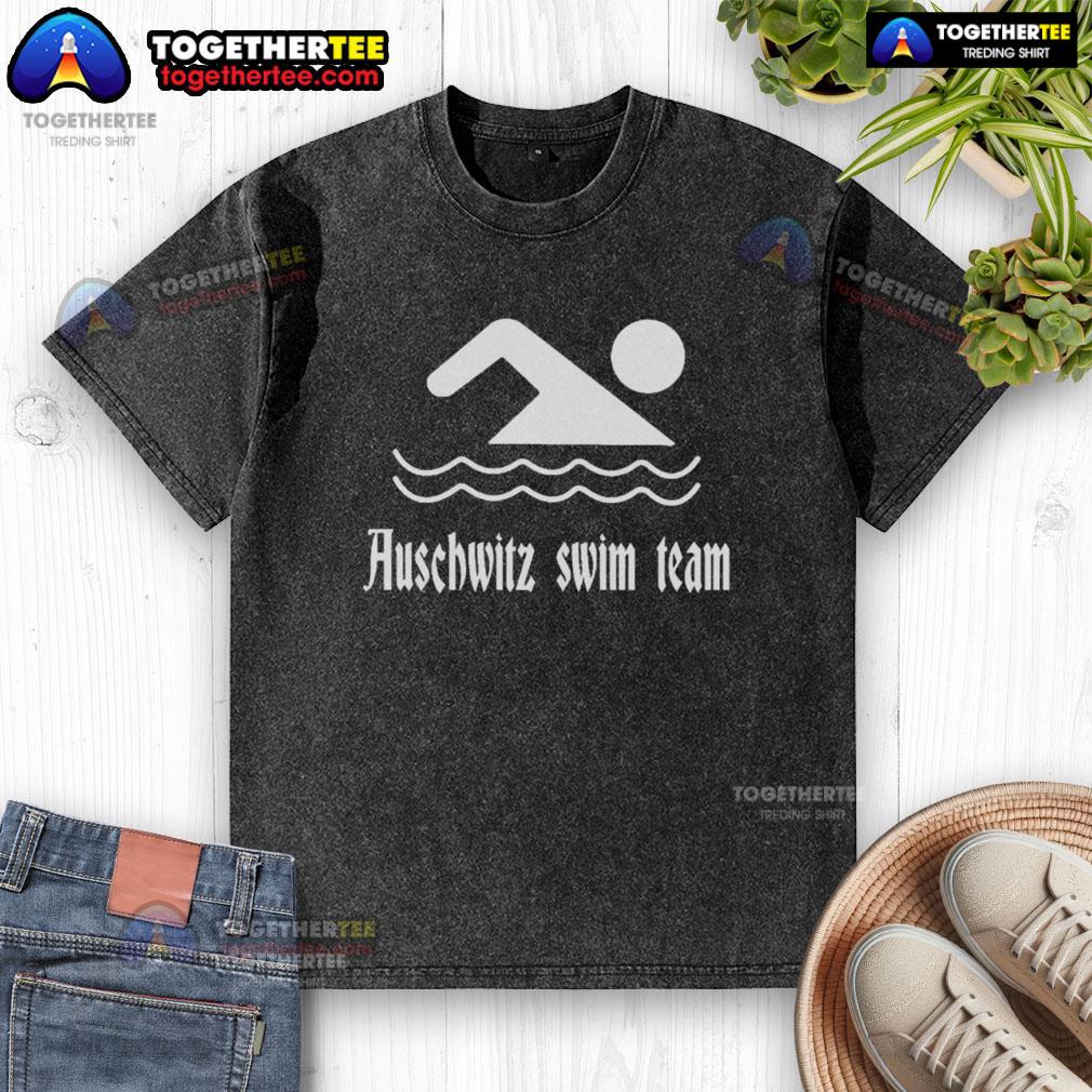 Original Auschwitz Swim Team washed t-shirt featuring vintage design and soft fabric for casual wear.