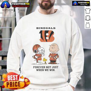 Original Cincinnati Bengals Charlie Brown Snoopy sweatshirt featuring 'Bengals Forever, Not Just When We Win' design.