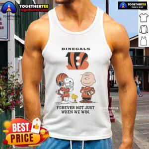 Original Cincinnati Bengals Charlie Brown Snoopy tank top: 'Bengals Forever, Not Just When We Win' design in vibrant colors.