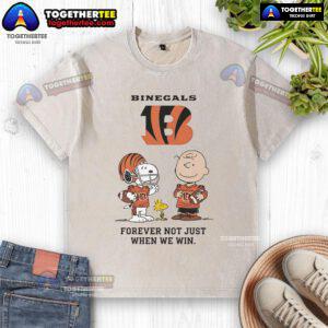 Original Cincinnati Bengals Charlie Brown Snoopy T-shirt featuring 'Bengals Forever, Not Just When We Win' design.