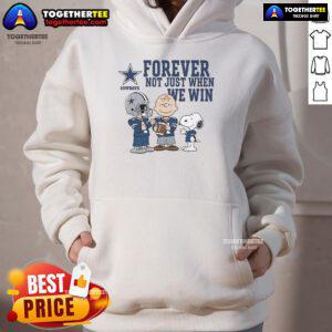 Original Dallas Cowboys Charlie Brown Snoopy hoodie featuring 'Cowboys Forever, Not Just When We Win' design.